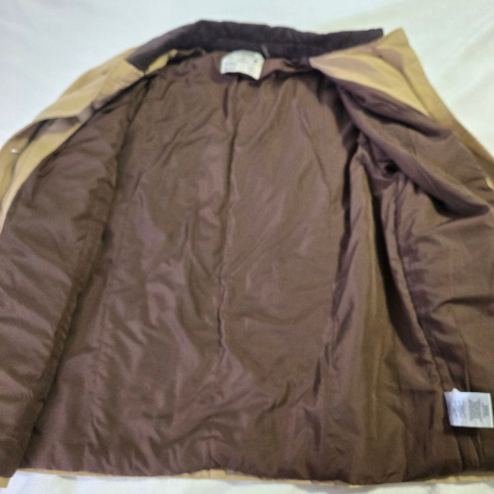 Women's CISONO Khaki Padded Utility Barn Jacket with Brown Corduroy Collar Sz S - Picture 5 of 14